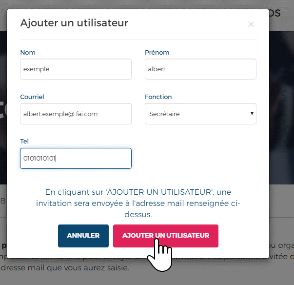 Paris Asso - formulaire ajout utilisateur