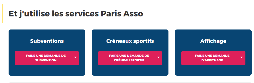 Paris Asso - boutons des services